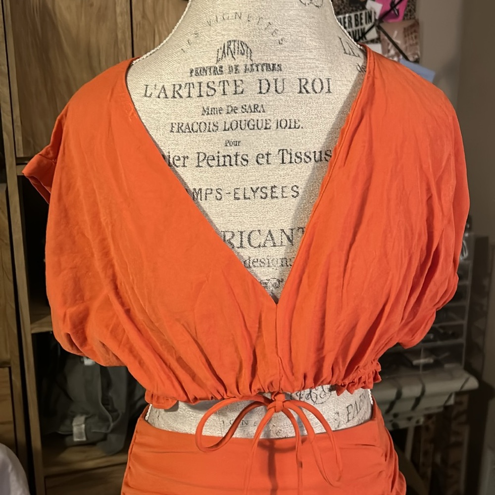 Lulus Orange Crop Top and Maxi Skirt Set - Small - Picture 4 of 10